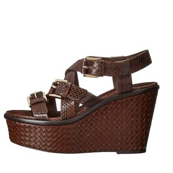 Michael Kors Collection Varick Snake Print Wedge Sandals - Picture 2 of 12